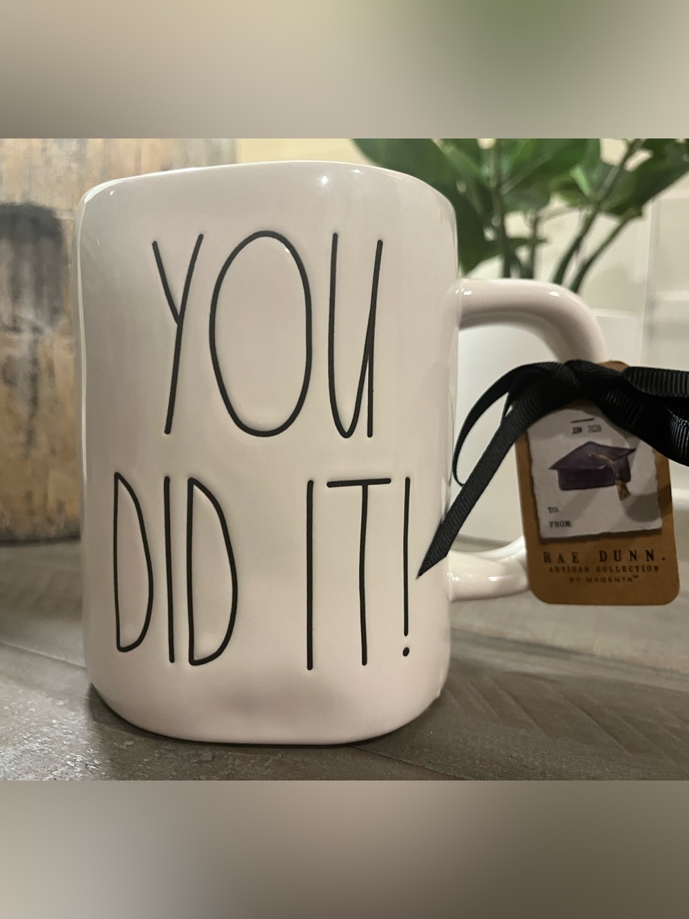 Rae Dunn White and Black "YOU DID IT!" Ceramic Mug